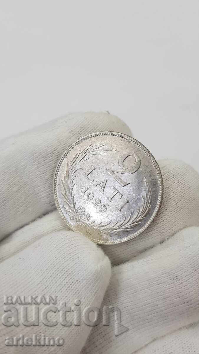 Ryadko ασημένιο νόμισμα 2 LATI 1926 Δημοκρατία της Λιθουανίας - 5 Ryadko ασημένιο νόμισμα 2 LATI 1926 Δημοκρατία της Λιθουανίας - 5