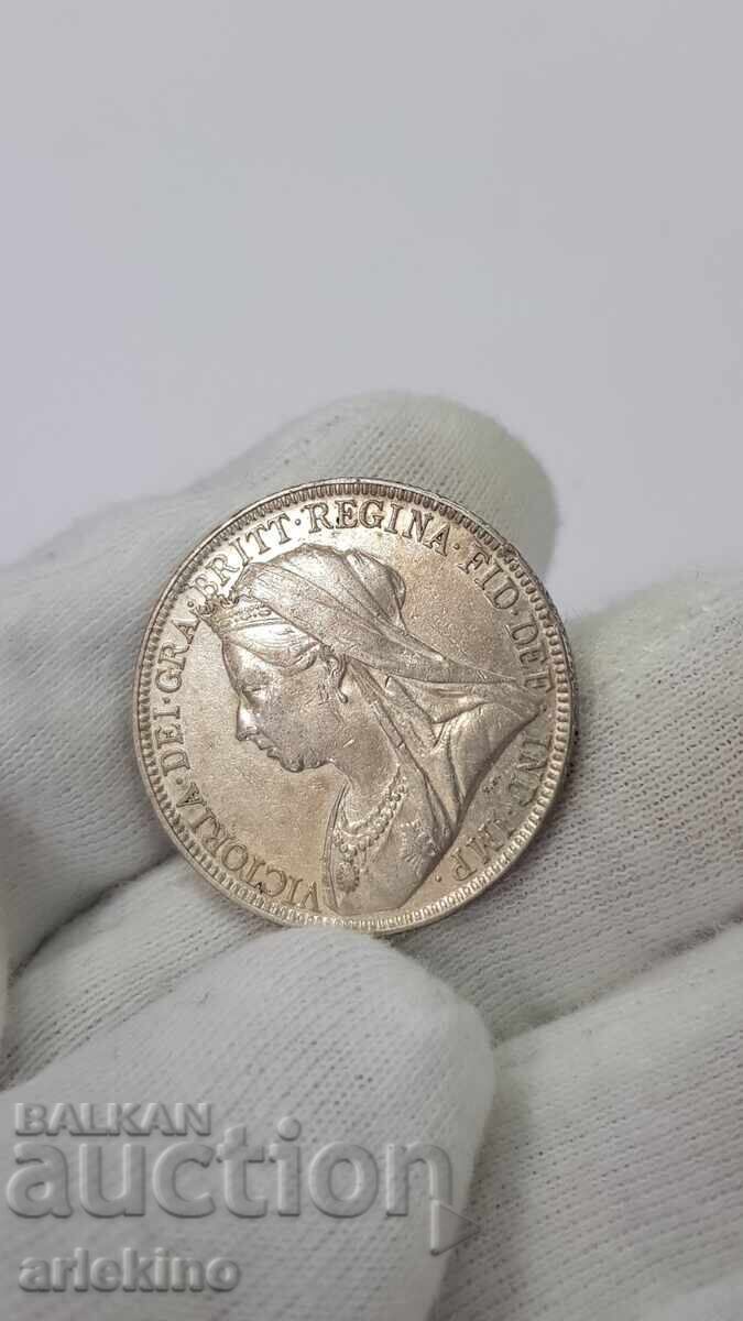 Μοναδικό ασημένιο νόμισμα 2 σελινιών 1899 Ηνωμένο Βασίλειο - 6