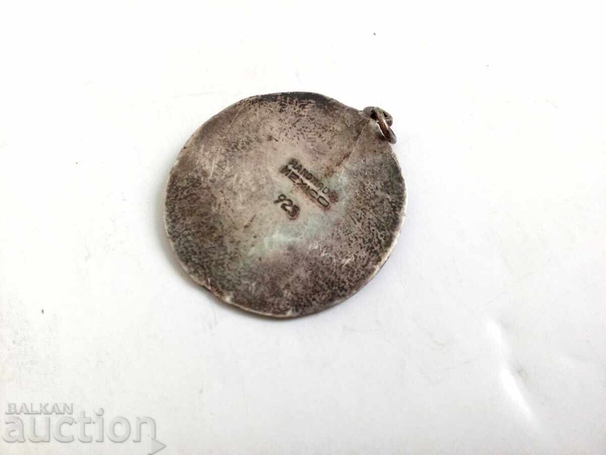 Delivery of Vintage Aztec Calendar Pendant, Mexican Silver 925
