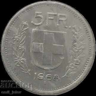 Ελβετία 5 φράγκα 1968 με τιμή € 7.00 | 13.69 BGN