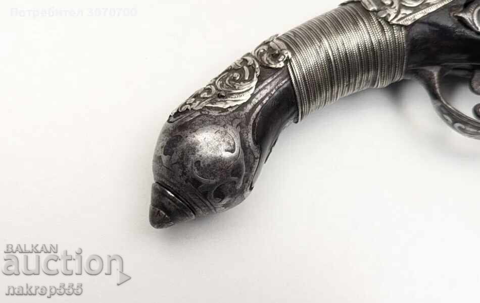 Αυθεντικό οθωμανικό ασημένιο πιστόλι με φυτίλι, τουφέκι, χαϊδούκικο με τιμή € 1450.00 | 2835.95 BGN