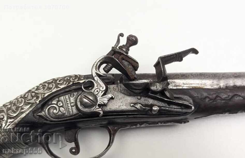 Αυθεντικό οθωμανικό ασημένιο πιστόλι με φυτίλι, τουφέκι, χαϊδούκικο - 5