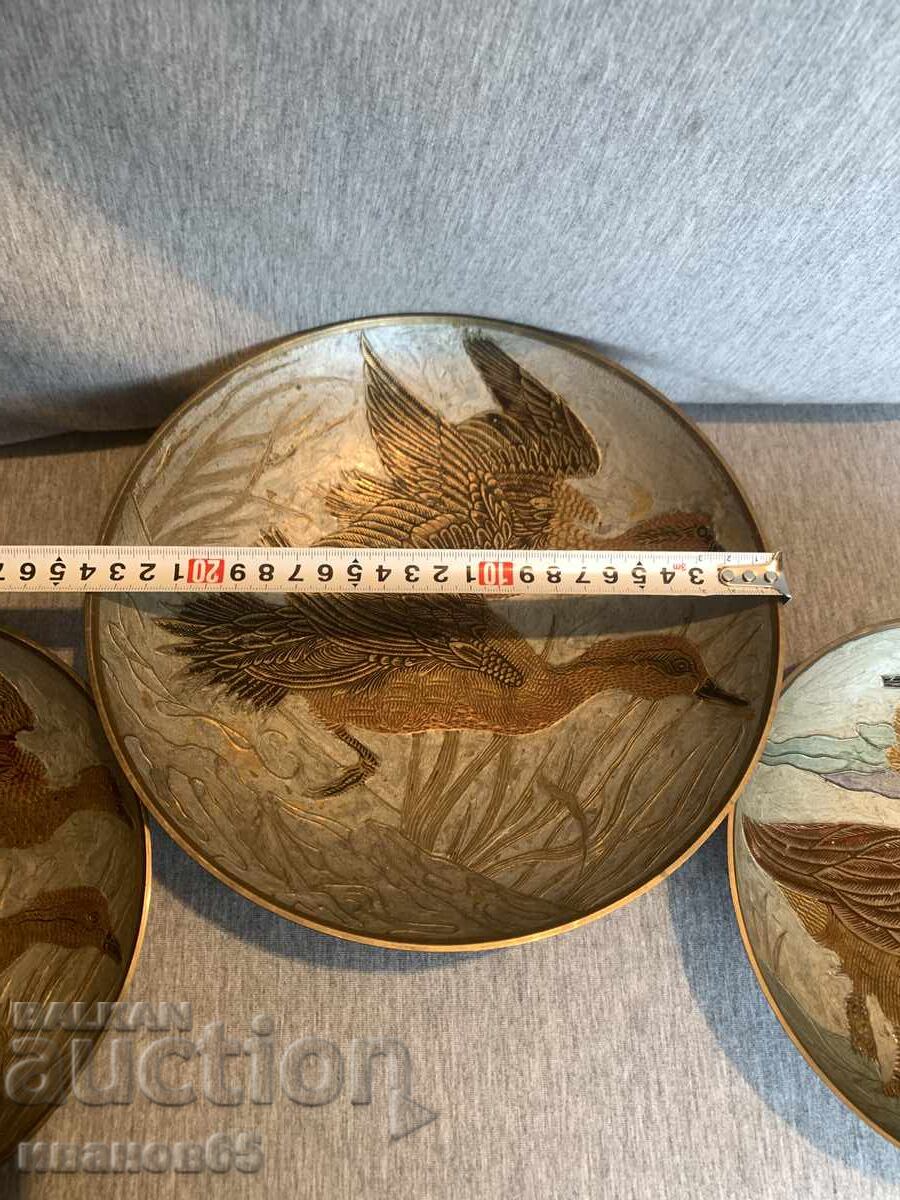 Delivery of Brass enameled bowls with painted ducks