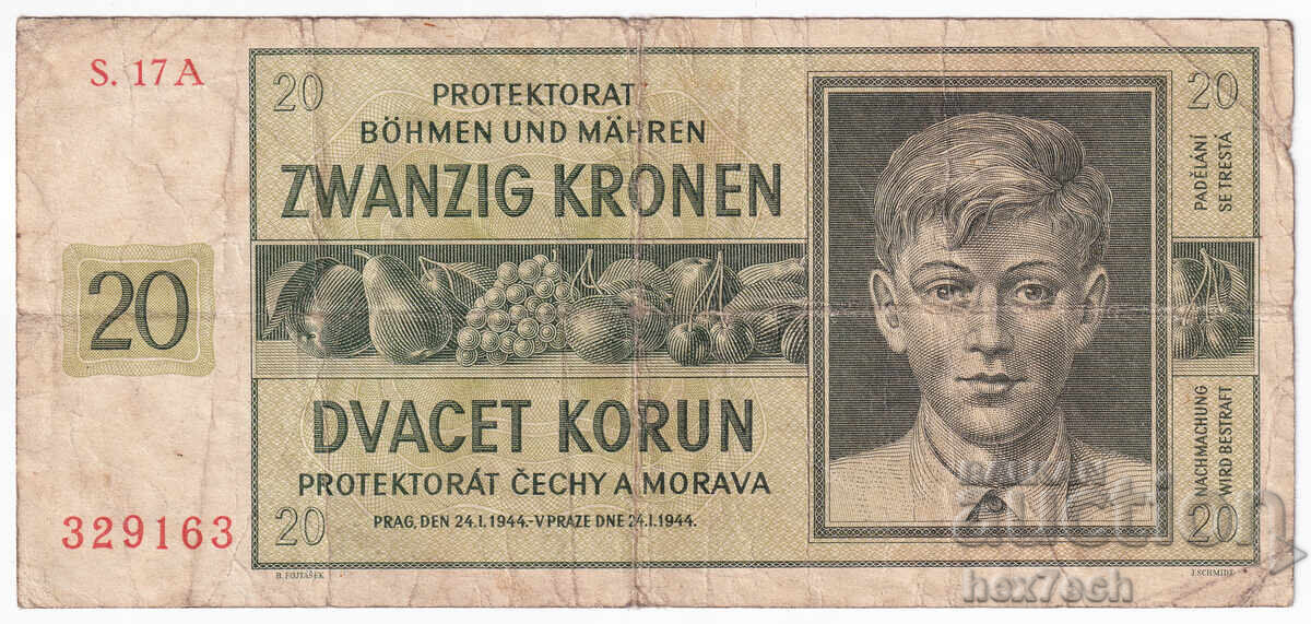 ❤️ ⭐ Bohemia and Moravia 1944 20 kroner ⭐ ❤️ with price € 7.49 | 14.65 BGN