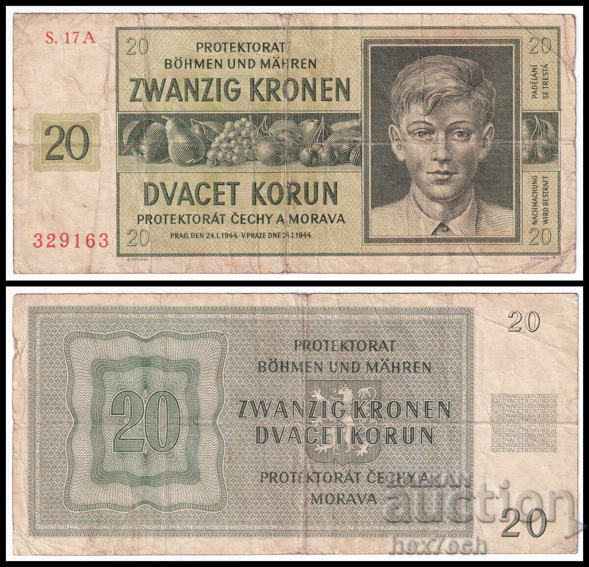 ❤️ ⭐ Bohemia and Moravia 1944 20 kroner ⭐ ❤️