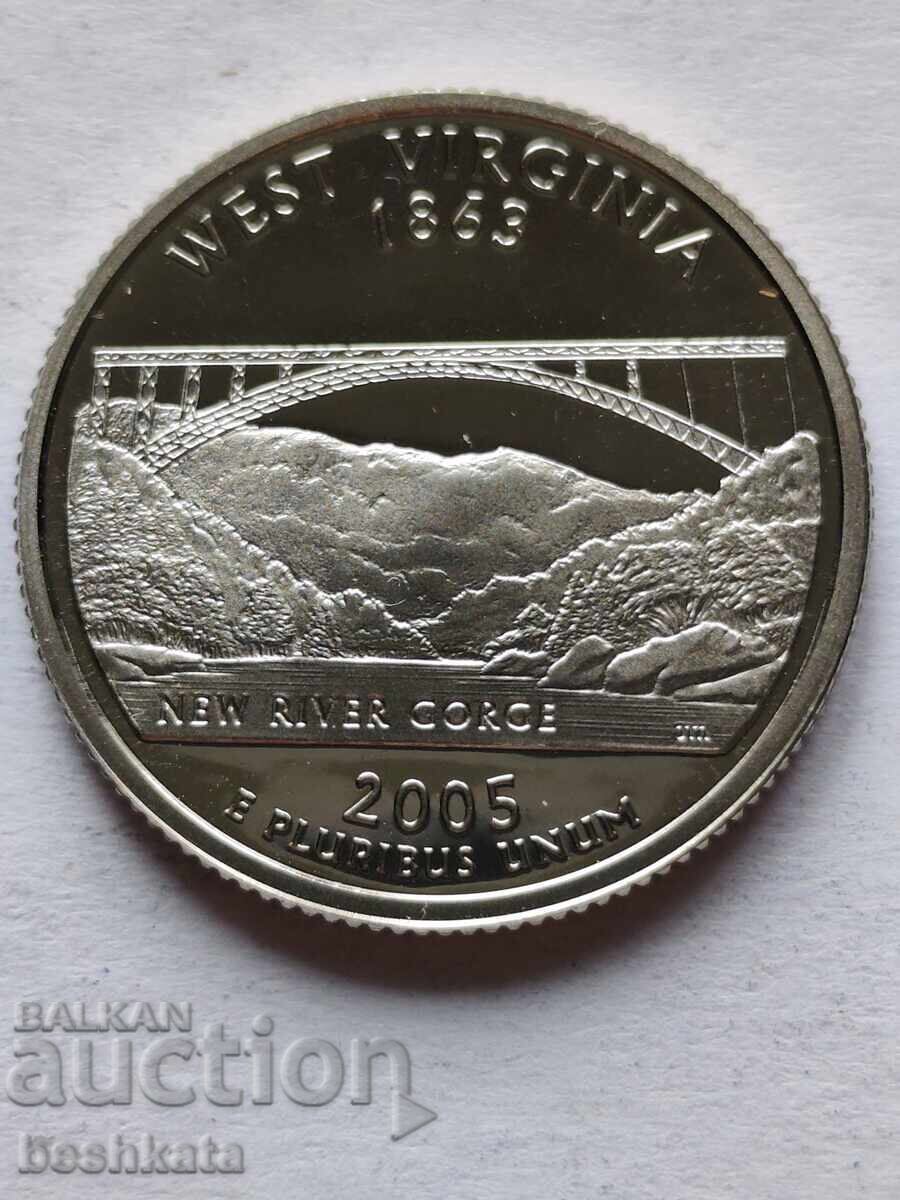 ΗΠΑ - 1/4 δολάριο Δυτικής Βιρτζίνια (2005) S - UNC ΗΠΑ - 1/4 δολάριο Δυτικής Βιρτζίνια (2005) S - UNC