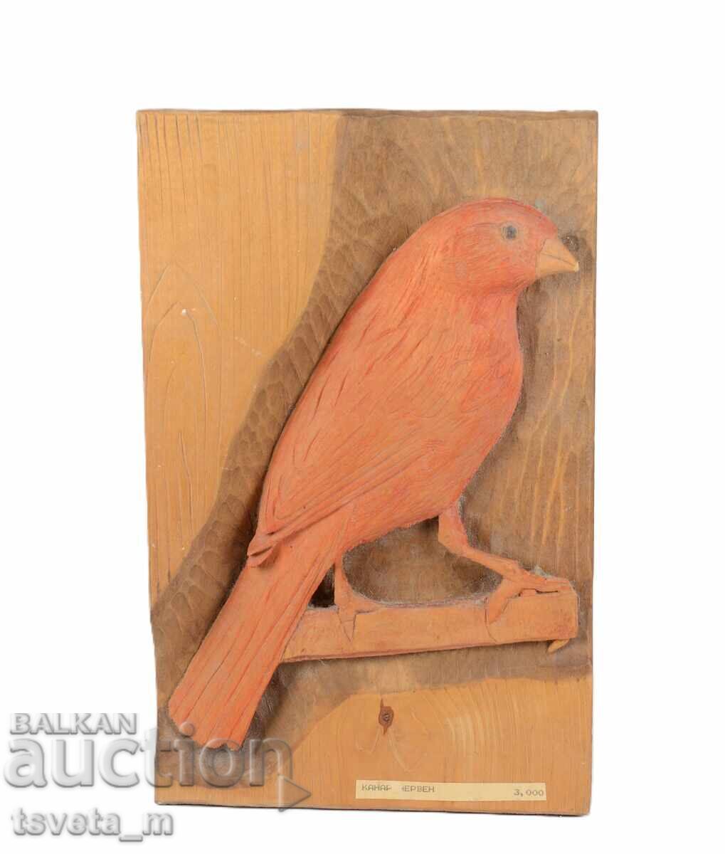 Ξυλόγλυπτο καναρίνι κόκκινο