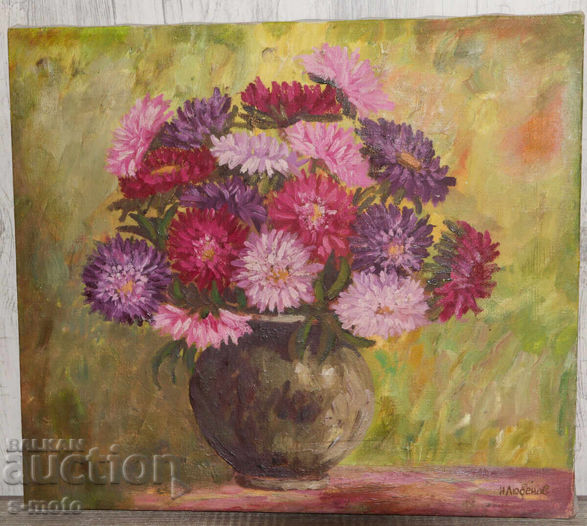 Tablou în ulei, natură statică cu flori cu preț € 140.00 | 273.82 BGN