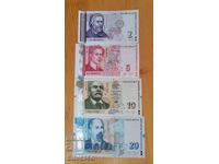 Lot de bancnote - 2, 5, 10, 20 leva