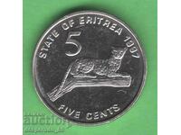 (¯`'•.¸ 5 cenți 1997 ERITREEA ¸.•'´¯)