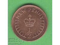 (¯`'•.¸ 1/2 nou penny 1977 MAREA BRITANIE ¸.•'´¯)
