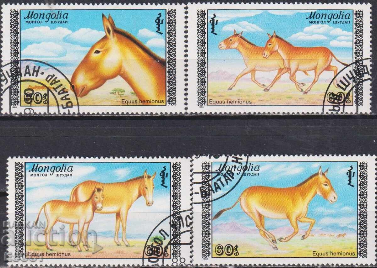 Σφραγισμένες γραμματόσημες Fauna Kulani Horses 1988 από τη Μογγολία