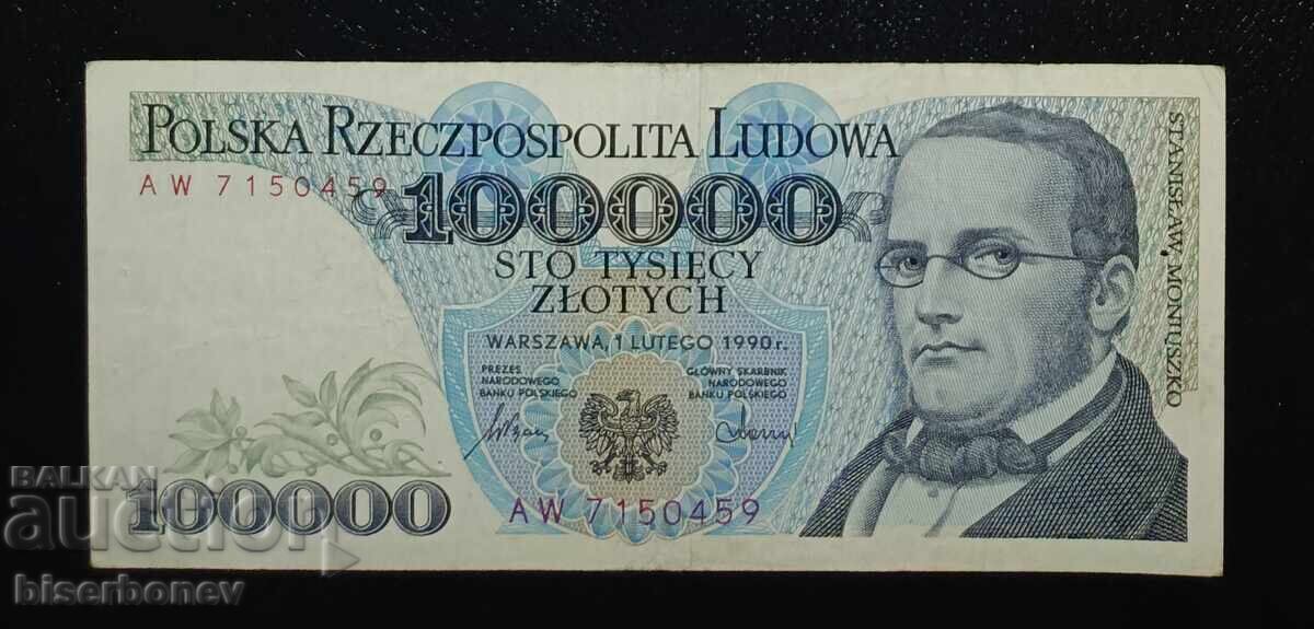 Polonia, Polsha, 100 000 zloți 1990, VF