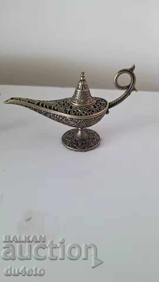 Lampă antică arabă pentru tămâie, metalică, aromatizantă, 11,8x7 - 7