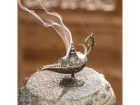 Lampă antică arabă pentru tămâie, metalică, aromatizantă, 11,8x7