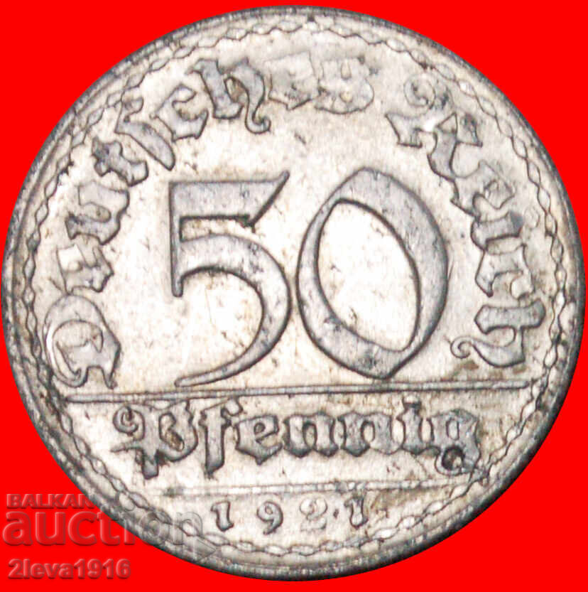 Ⰺ WHEAT SHEAF (1919-1922): GERMANY★50 PFENNIGS 1921D BAVARIA