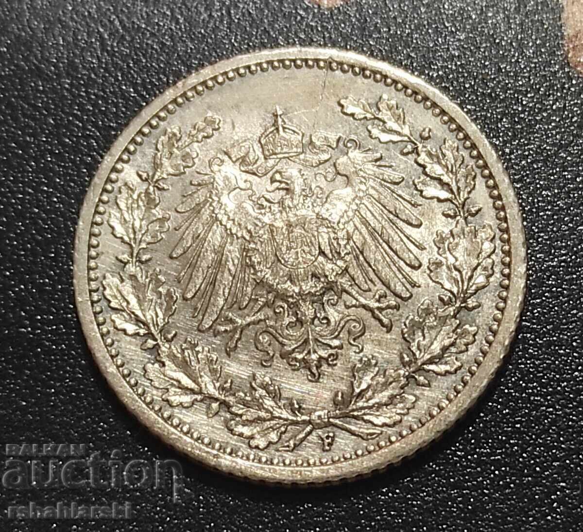 German coin 1/2 mark "F" [1912] with price € 25.00 | 48.90 BGN