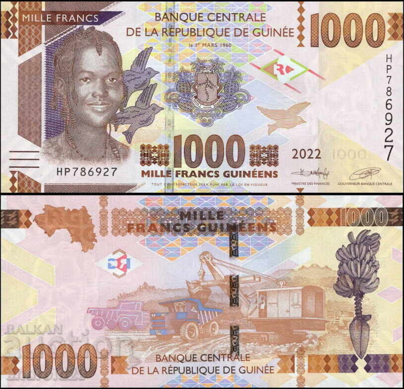 1000 Franci 2022 Guineea - Bancnotă UNC