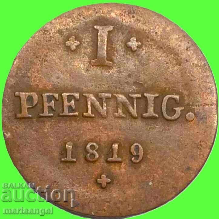1 pfennig 1819 Σαξονία Γερμανία χαλκός - 5