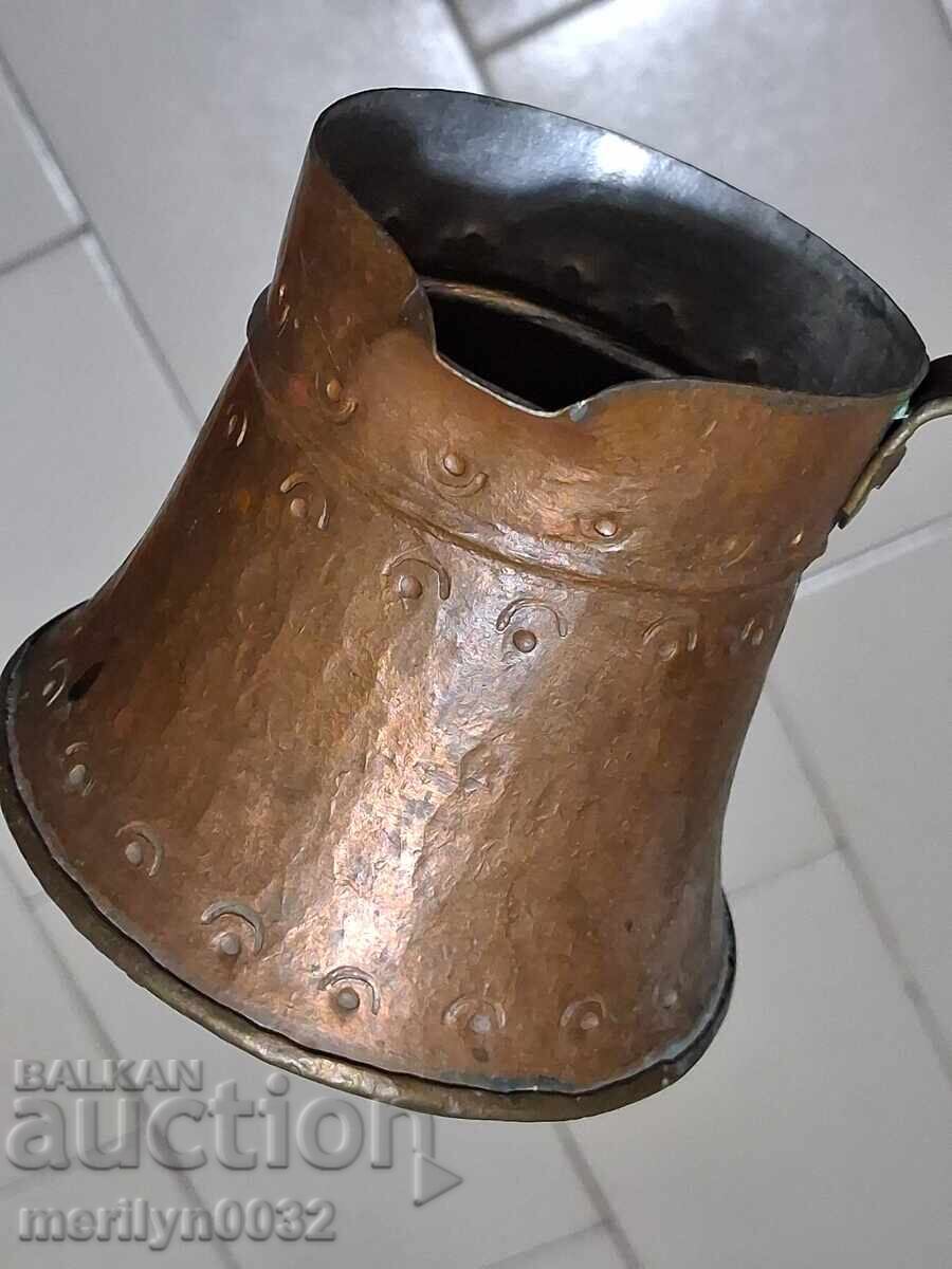 Παλιό κονσερβοποιημένο χάλκινο cezve, καφετιέρα, χάλκινο, χάλκινο δοχείο - 5