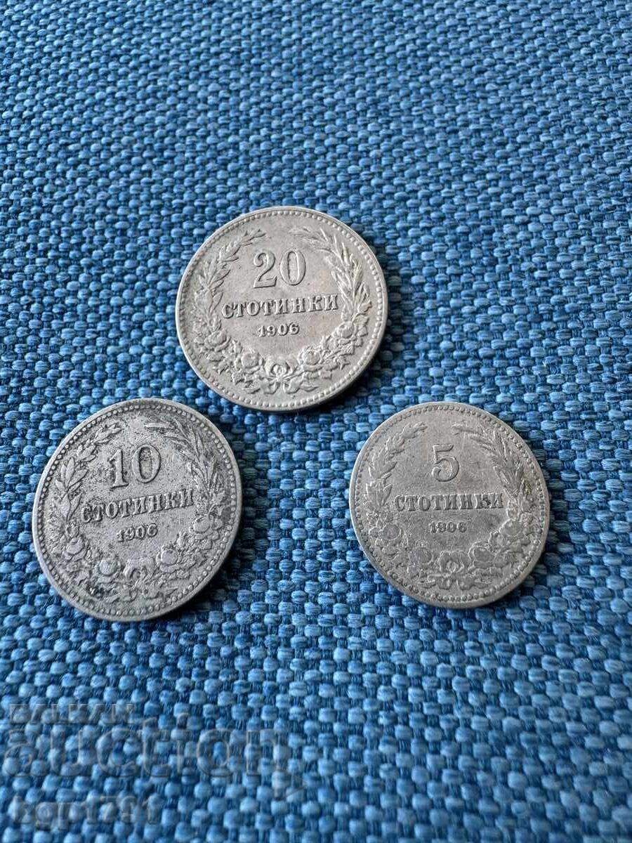Lot de 3 monede 1906 Regatul Bulgariei