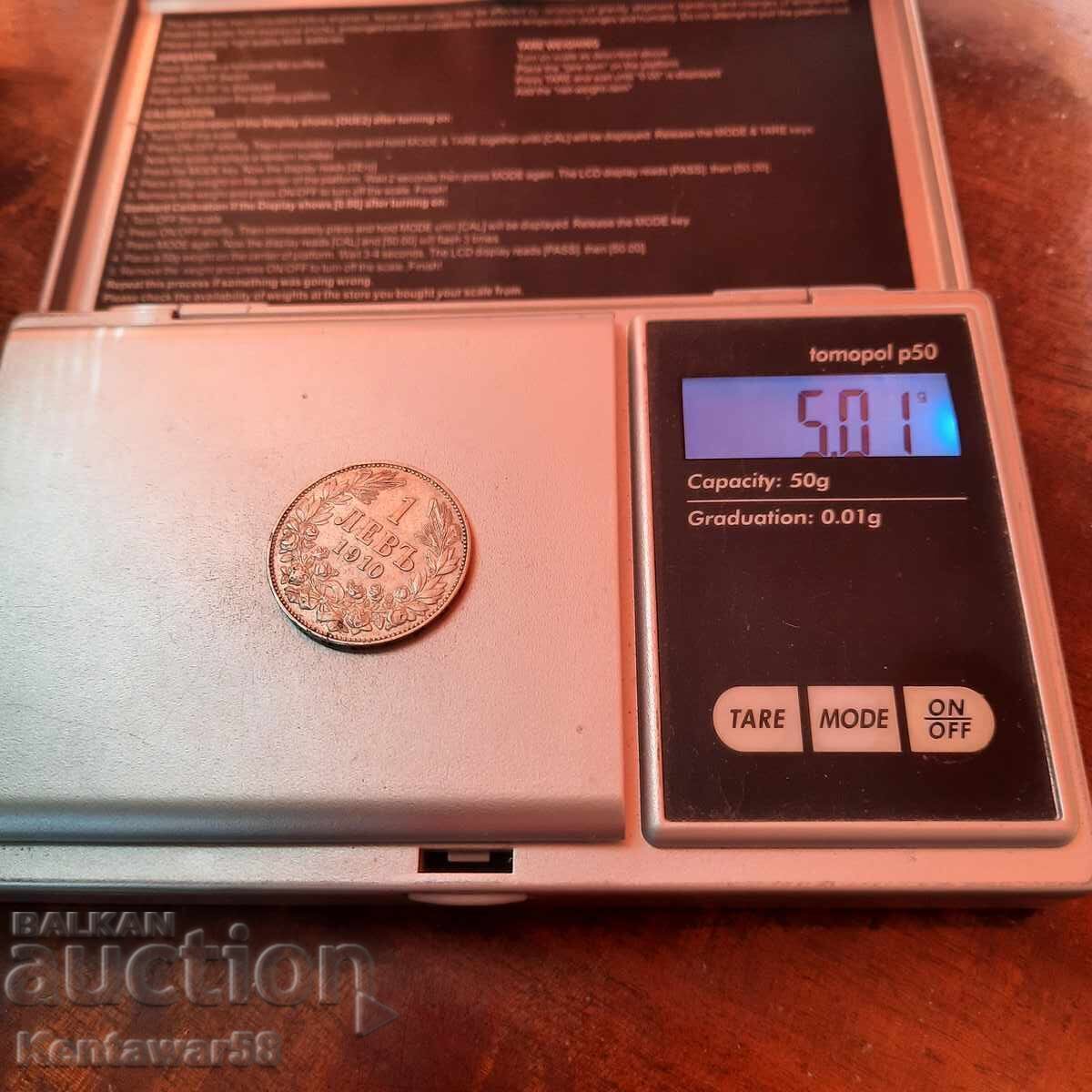 Licitație 1 leu 1910 g. argint