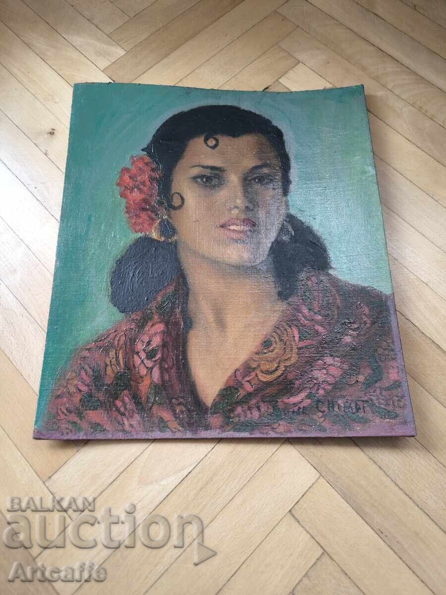 Portret de femeie spaniolă, pictură în ulei, semnată cu preț € 10.00 | 19.56 BGN
