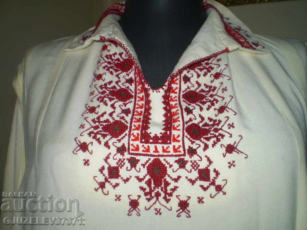 Hand-embroidered ladybug dress, long sleeve