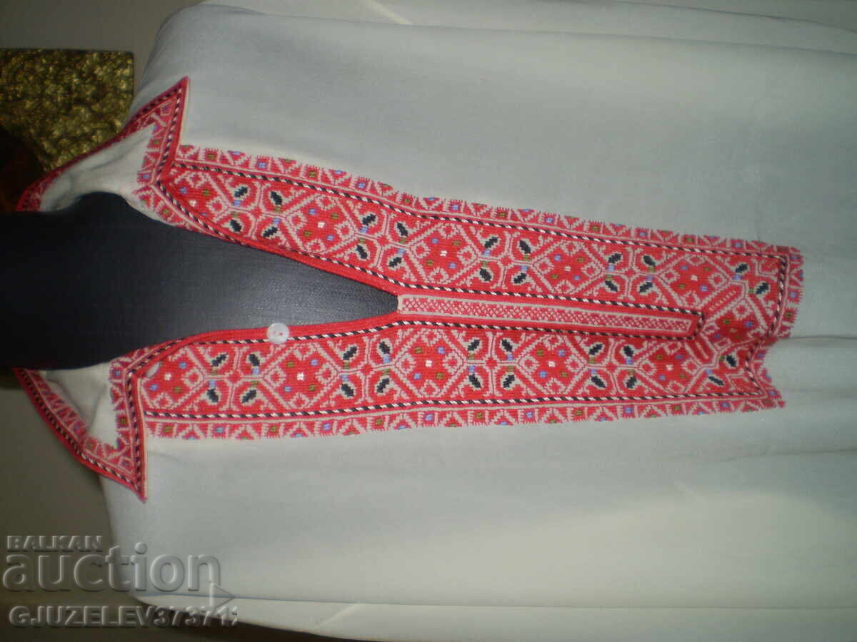 Cămașă de mătase brodată manual retro, broderie roșie - 5 Cămașă de mătase brodată manual retro, broderie roșie - 5