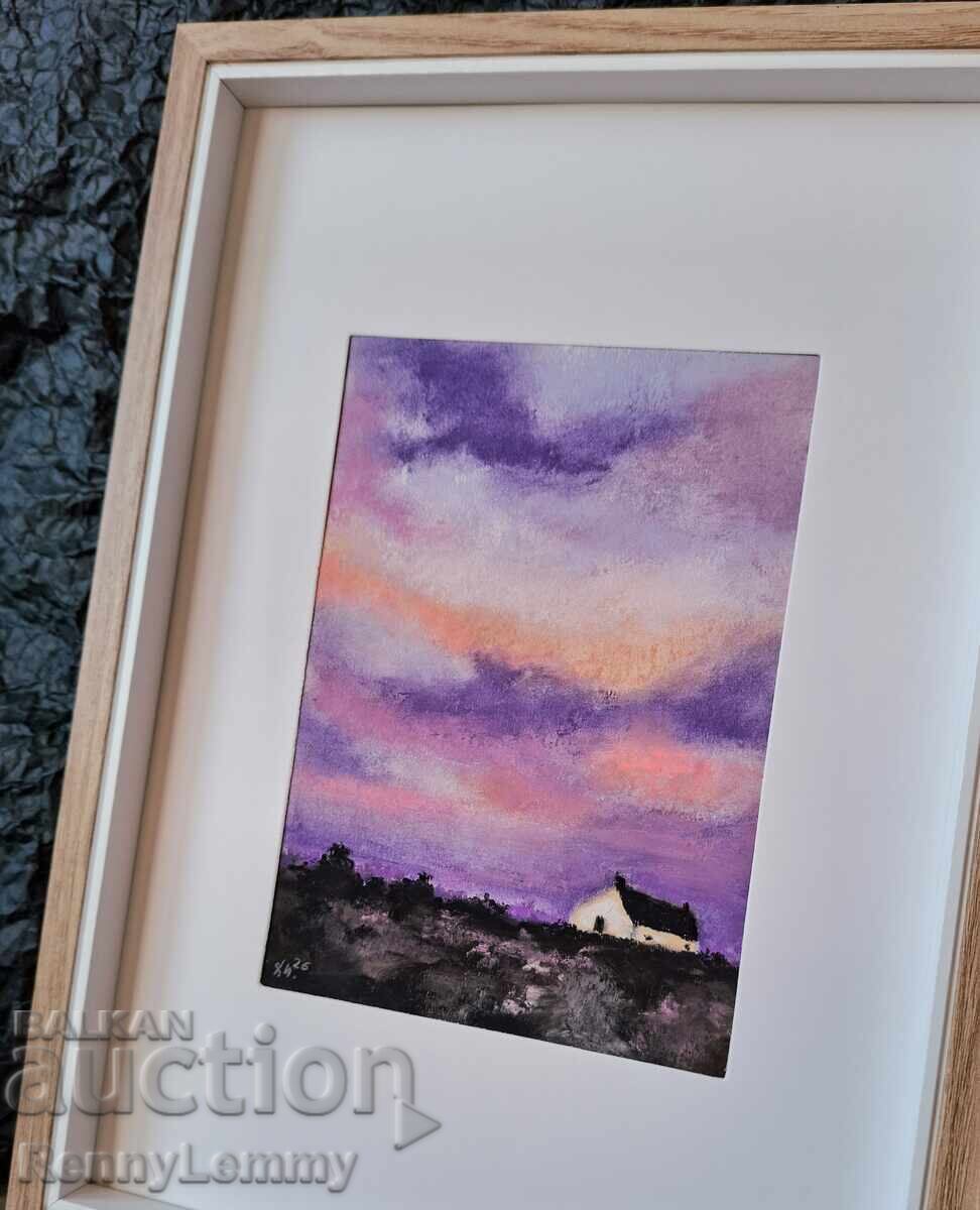 Βραδινός ουρανός, παστέλ ζωγραφιά, πρωτότυπο με τιμή € 35.00 | 68.45 BGN