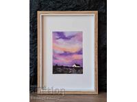 Evening sky, pastel painting, original