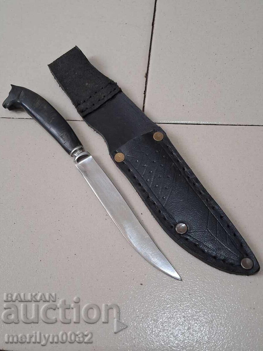 Hunting knife sheath for thin appetizers, buffalo horn handle