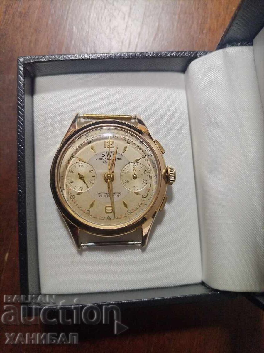 CEAS ELVEȚIAN AURIT CRONOGRAF FUNCȚIONAL - B. W. C