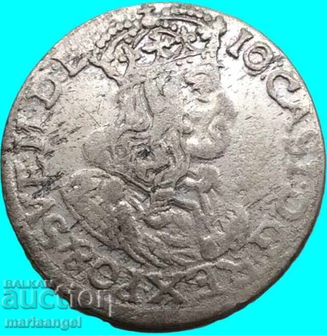 Licitație Polonia 6 groși (Șestac) 1663 Ioan III argint - rar Licitație Polonia 6 groși (Șestac) 1663 Ioan III argint - rar