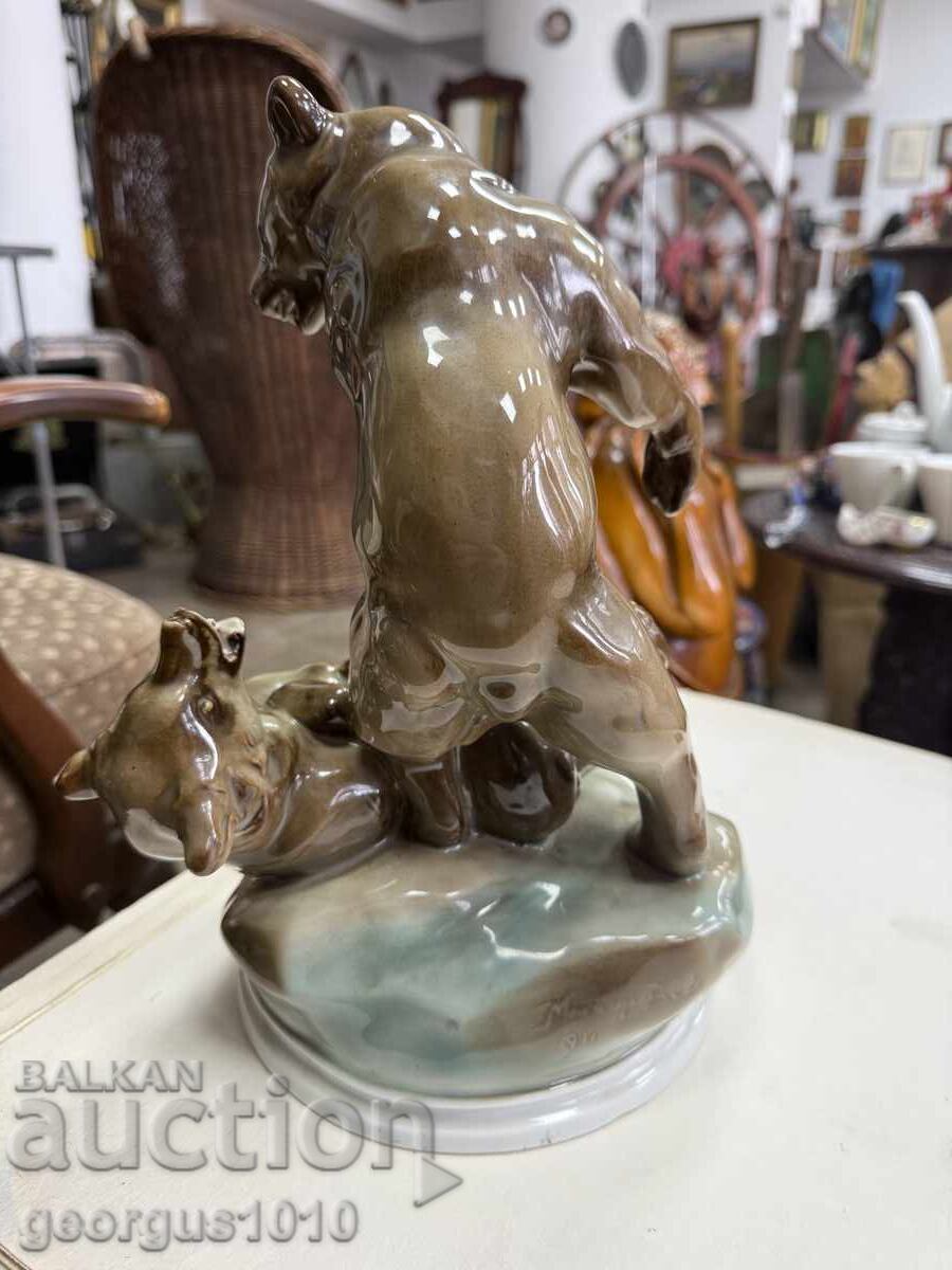 Figurină rară din porțelan cu urși luptători ZSOLNAY №7898 - 5 Figurină rară din porțelan cu urși luptători ZSOLNAY №7898 - 5