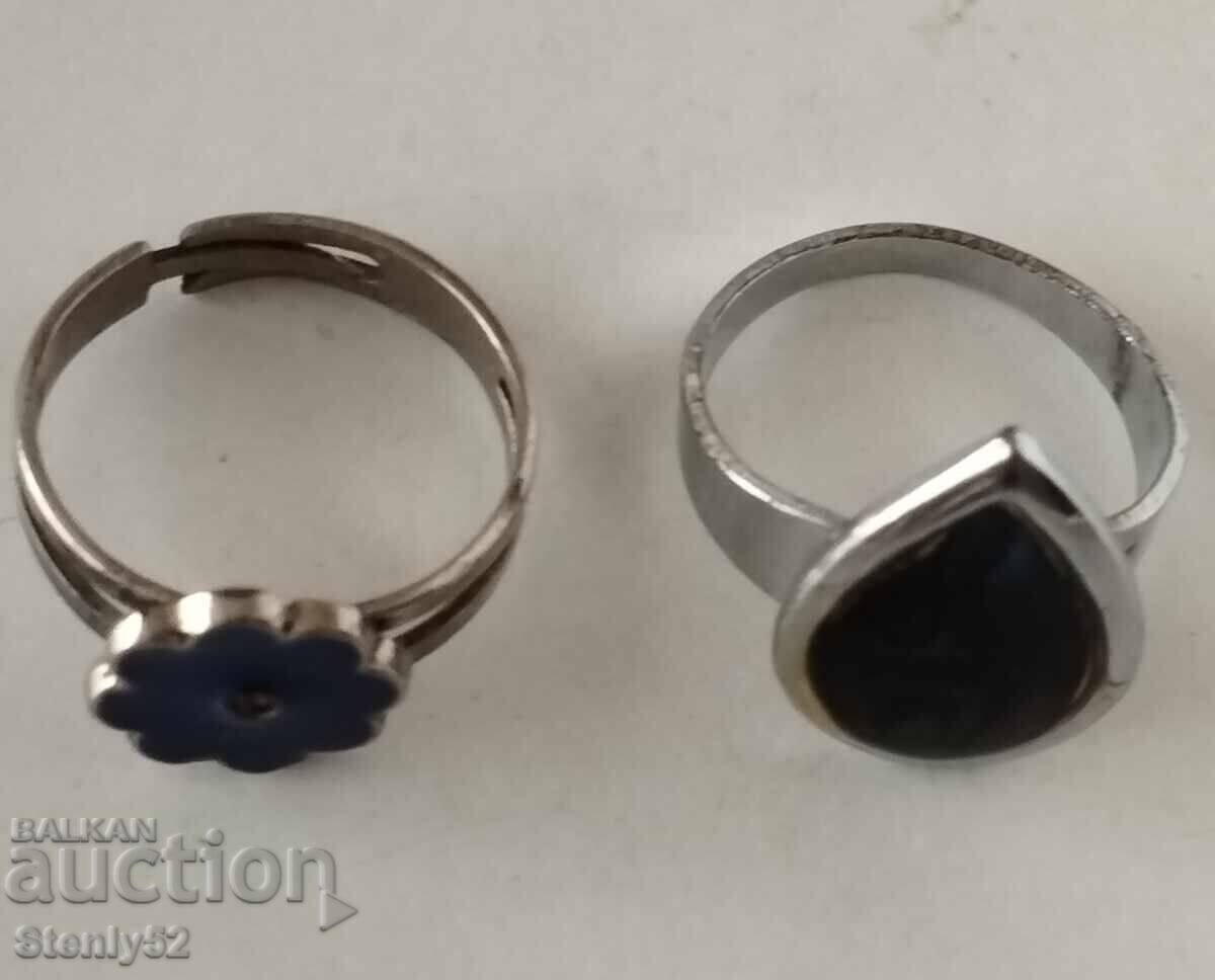 2 бр.пръстени дамски,детски с емайл и камък 2 бр.пръстени дамски,детски с емайл и камък