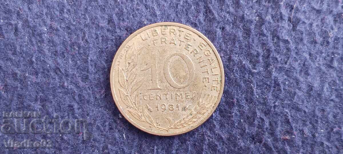 Franța 10 centime 1981 Franța 10 centime 1981