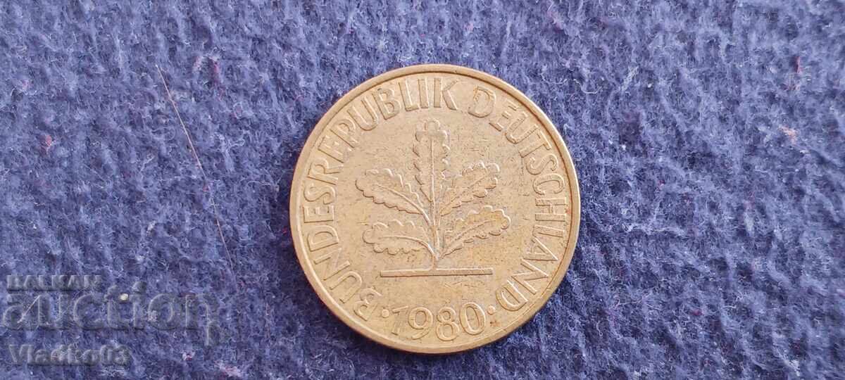 Germania 10 Pfennig 1980 D cu preț € 0.04 | 0.08 BGN