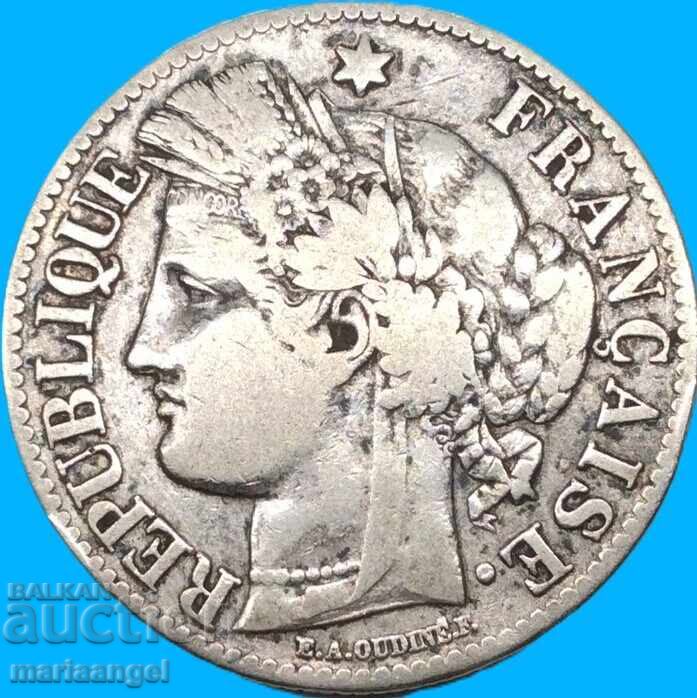 Auction  France 2 Francs 1873 .835 fineness 9.8g Ceres Silver