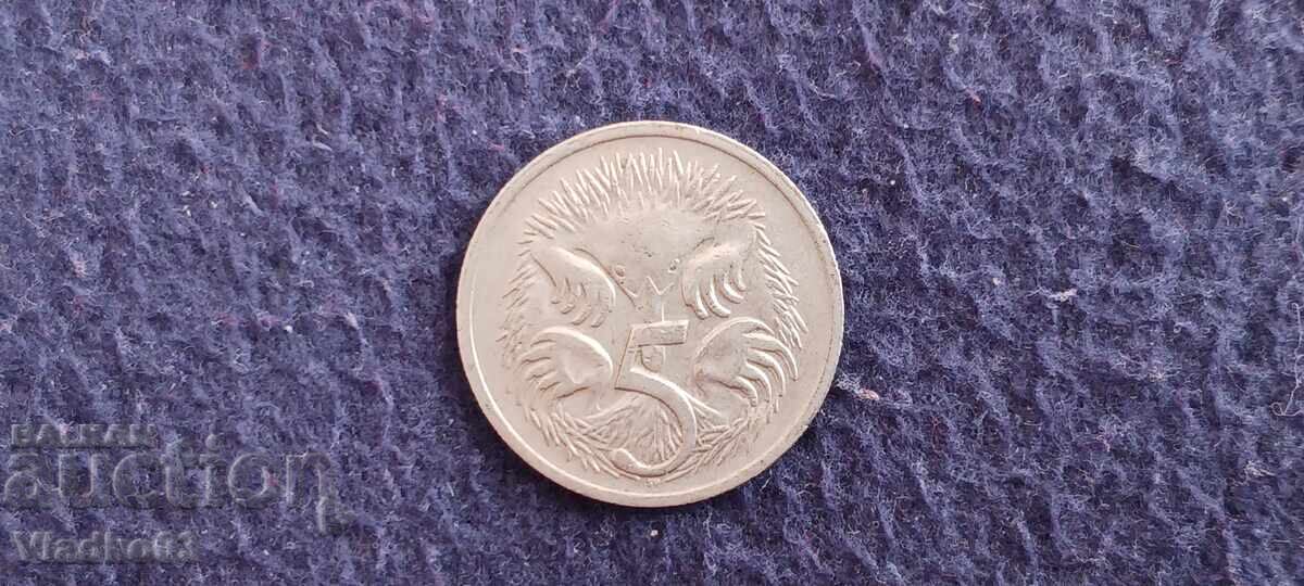 Австралия 5 цента 1968 млад портрет ехидна