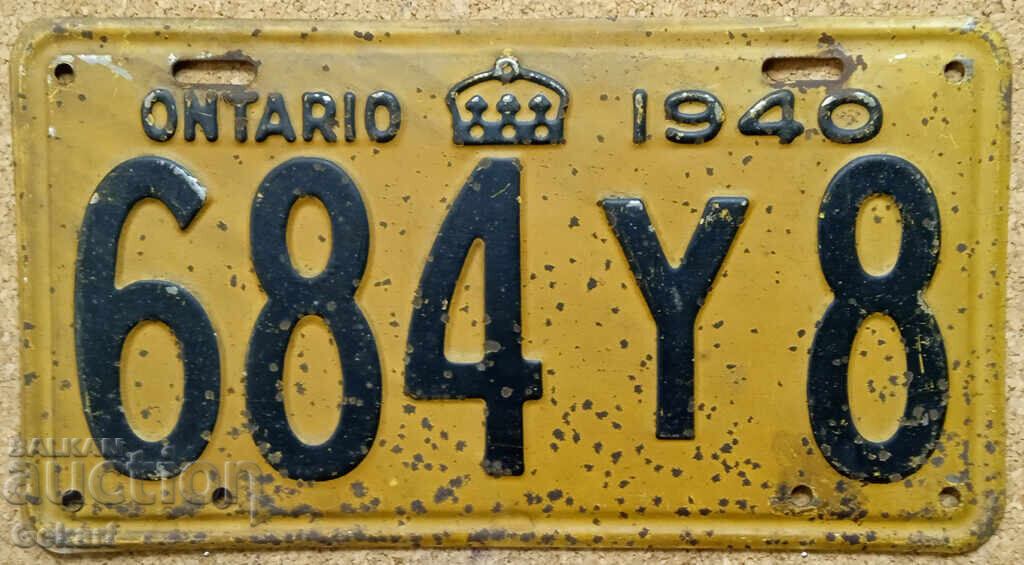 Număr de înmatriculare canadian ONTARIO 1940