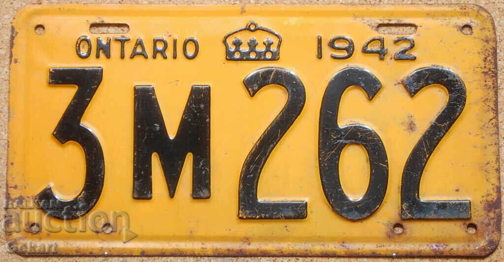 Număr de înmatriculare canadian ONTARIO 1942 Număr de înmatriculare canadian ONTARIO 1942