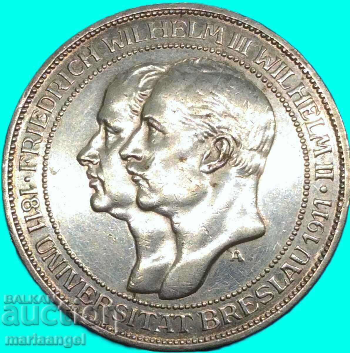 3 γραμματόσημα 1911 Prussia Breslau University Γερμανία - 6