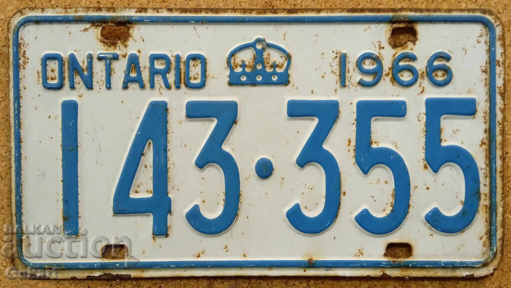 Καναδική πινακίδα ONTARIO 1966