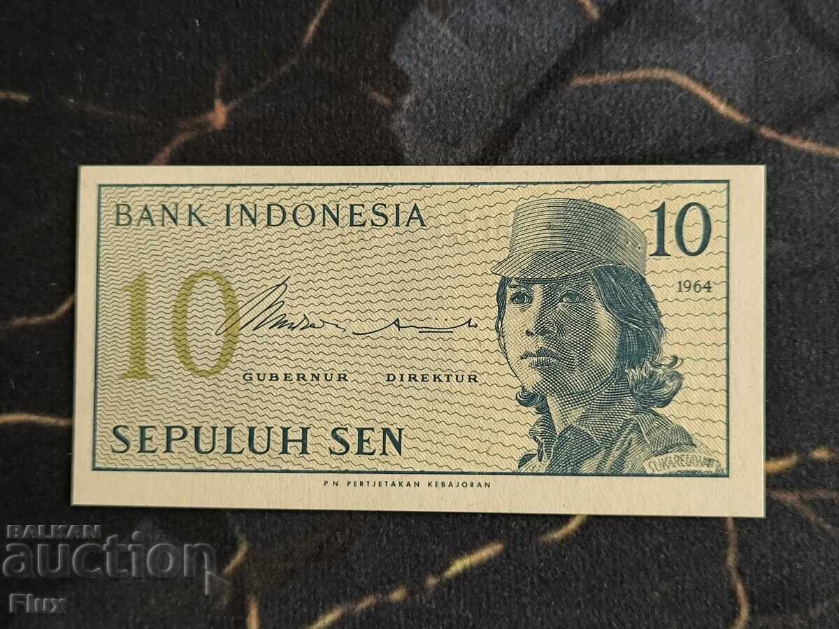 Банкнота - Индонезия - 10 сен UNC | 1964г.