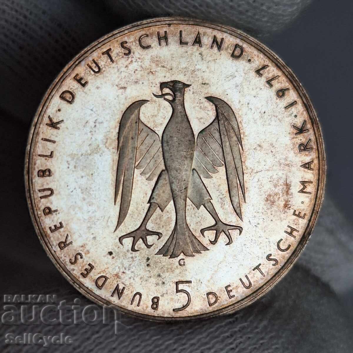 ✅ГЕРМАНИЯ-5 марки 1977 г.-200 г.Хайнрих фон Клайст - СРЕБРО❗ с цена € 30.00 | 58.67 лв.