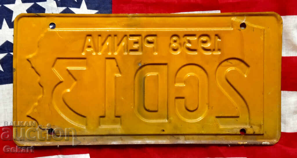 Placă de înmatriculare din SUA, PENNSYLVANIA 1938 cu preț € 74.00 | 144.73 BGN