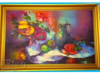 Tablou în ulei Natură statică cu cană și flori