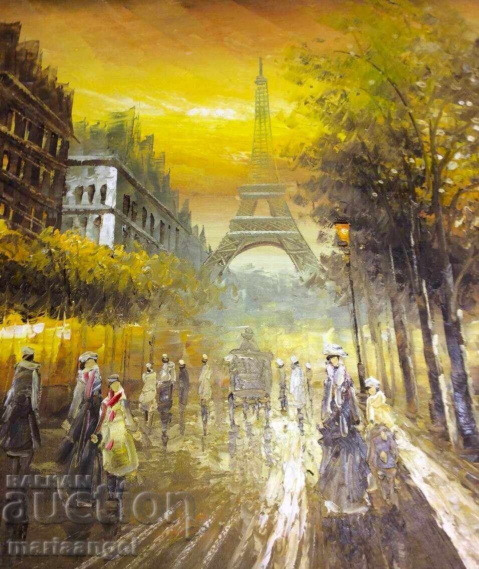 Tablou în ulei DUPĂ PLOAIA PARIZIANĂ M.Tim (61x80cm) - 5