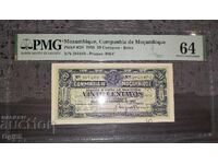 Bancnotă rară certificată din Mozambic 50 Centavos 1933